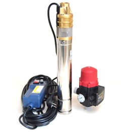 3" Edelstahl Tiefbrunnenpumpe Tauchpumpe 3 Zoll, 750 W, 230V, 2700 l/h, 6 bar mit Schaltautomatik - 1