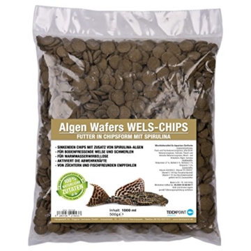 Algen-Wafers Wels-Chips (Hauptfutter für alle pflanzenfressenden Bodenfische und scheuen Zierfische in Waferform) - Welsfutter im 1 Liter Beutel - 2