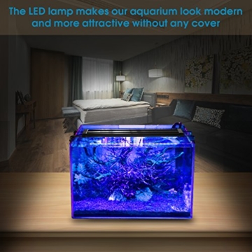 Aquarium LED Beleuchtung, Aquariumbeleuchtung Lampe Weiß Blau Licht 11W mit Verstellbarer Halterung für 50cm-70cm Aquarium - 2