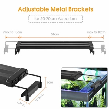 Aquarium LED Beleuchtung, Aquariumbeleuchtung Lampe Weiß Blau Licht 11W mit Verstellbarer Halterung für 50cm-70cm Aquarium - 3