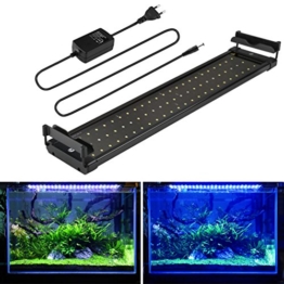 Aquarium LED Beleuchtung, Aquariumbeleuchtung Lampe Weiß Blau Licht 11W mit Verstellbarer Halterung für 50cm-70cm Aquarium - 1