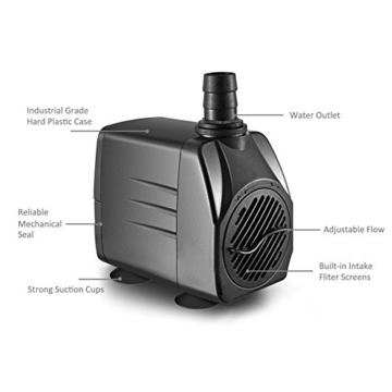 Cadrim 25Watt 1200L/H Aquarium Pumpe Wasserpumpe Tauchpumpe Förderpumpe Aquariumpumpe Schwarz - 3