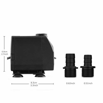 Cadrim 25Watt 1200L/H Aquarium Pumpe Wasserpumpe Tauchpumpe Förderpumpe Aquariumpumpe Schwarz - 4