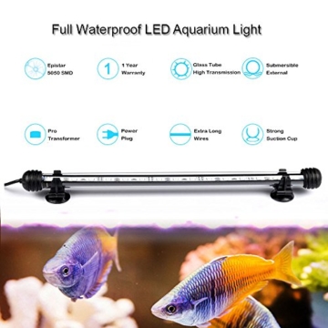 DOCEAN Aquarium LED Beleuchtung Leuchte Lampe 27 LEDs 5050SMD 48CM Lighting für Fisch Tank EU Stecker weißlicht Wasserdicht - 2