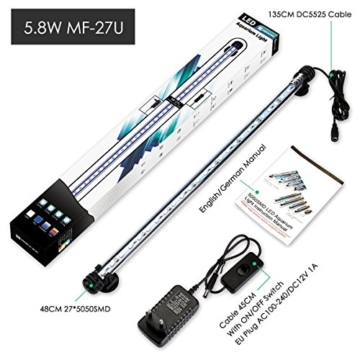 DOCEAN Aquarium LED Beleuchtung Leuchte Lampe 27 LEDs 5050SMD 48CM Lighting für Fisch Tank EU Stecker weißlicht Wasserdicht - 6
