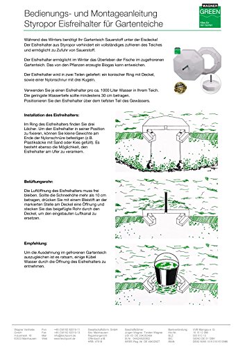 Eisfreihalter für Gartenteich | Styropor Eisfreihalter von WAGNER green | 8-Eckig 40cm mit Lüftungsrohr und Deckel | Hilft den Teich im Winter Eisfrei zu halten - Anti Ice Device - 5
