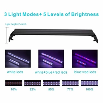 Hygger 9W Aquarium LED Beleuchtung, Aquarium LED Lampe mit Timer, dimmbare, LED Aquarium Licht mit Verstellbarer Halterung für 28cm-48cm Aquarium Fisch Tank Fisch Pflanze(Weiß & Blau & Rot Licht) - 3