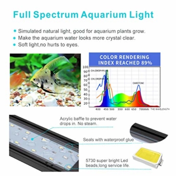 Hygger 9W Aquarium LED Beleuchtung, Aquarium LED Lampe mit Timer, dimmbare, LED Aquarium Licht mit Verstellbarer Halterung für 28cm-48cm Aquarium Fisch Tank Fisch Pflanze(Weiß & Blau & Rot Licht) - 4