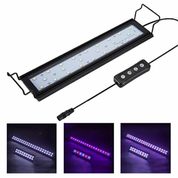 Hygger 9W Aquarium LED Beleuchtung, Aquarium LED Lampe mit Timer, dimmbare, LED Aquarium Licht mit Verstellbarer Halterung für 28cm-48cm Aquarium Fisch Tank Fisch Pflanze(Weiß & Blau & Rot Licht) - 1
