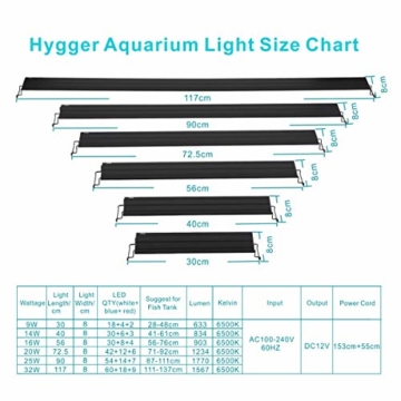 Hygger 9W Aquarium LED Beleuchtung, Aquarium LED Lampe mit Timer, dimmbare, LED Aquarium Licht mit Verstellbarer Halterung für 28cm-48cm Aquarium Fisch Tank Fisch Pflanze(Weiß & Blau & Rot Licht) - 6