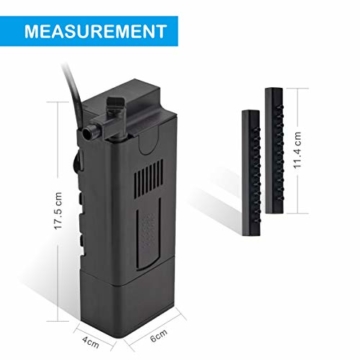 Hygger Aquarien Filter Regelbar 7W 420 L/h Aquarium Innenfilter Schwammfilter Wasserfilter Leise für 8-30L Aquarium mit Filtermedien (mit Schwamm und Aktivkohle) - 5