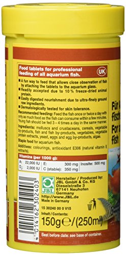 JBL NovoTab 30240 Alleinfutter für fleischfressende Aquarienfische, Tabletten 250 ml - 2