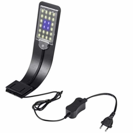 LEDGLE 10W Ultradünnes LED Aquarium Beleuchtung Kompakte Aquarienleuchte Wasserpflanzenbeleuchtung mit leistungsstarkem Clip, IPX7 Wasserdicht, Weiß und Blaulicht (Schwarz) - 1