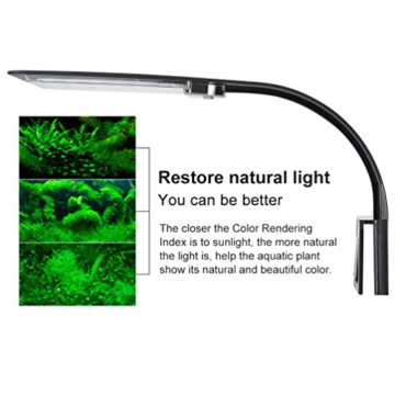 LEDGLE 10W Ultradünnes LED Aquarium Beleuchtung Kompakte Aquarienleuchte Wasserpflanzenbeleuchtung mit leistungsstarkem Clip, IPX7 Wasserdicht, Weiß und Blaulicht (Schwarz) - 5