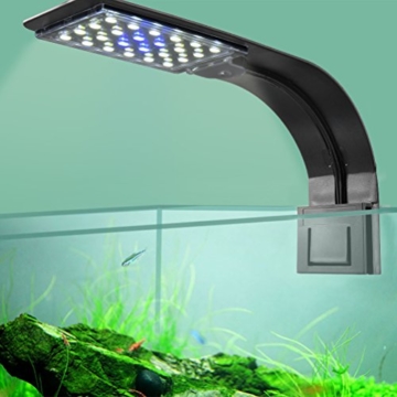 LEDGLE 10W Ultradünnes LED Aquarium Beleuchtung Kompakte Aquarienleuchte Wasserpflanzenbeleuchtung mit leistungsstarkem Clip, IPX7 Wasserdicht, Weiß und Blaulicht (Schwarz) - 6