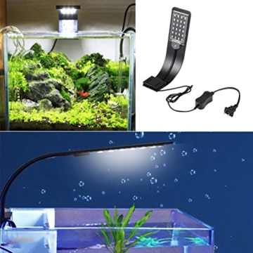 LEDGLE 10W Ultradünnes LED Aquarium Beleuchtung Kompakte Aquarienleuchte Wasserpflanzenbeleuchtung mit leistungsstarkem Clip, IPX7 Wasserdicht, Weiß und Blaulicht (Schwarz) - 7
