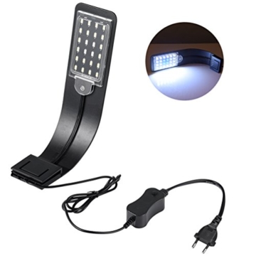 LEDGLE 10W Ultradünnes LED Aquarium Beleuchtung Kompakte Aquarienleuchte Wasserpflanzenbeleuchtung mit leistungsstarkem Clip, IPX7 Wasserdicht, Weiß und Blaulicht (Schwarz) - 8