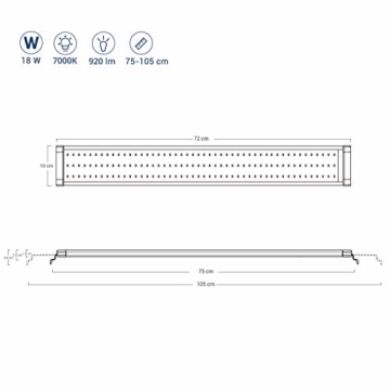 NICREW ClassicLED Aquarium Beleuchtung, Aquarium LED Lampe mit Mondlicht, LED Licht für Süßwasser-Aquarien, 75-105 cm, 18 Watt, 7.000K - 5