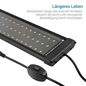 NICREW ClassicLED Plus Aquarium LED Beleuchtung, Aquarium Lampe LED Pflanze Aquarium Licht LED, Aquarium Mondlicht Nachtlicht LED für Fischbecken 75-105 cm, 22 W, 1150 LM, 6500K - 4