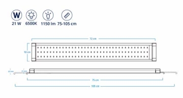 NICREW ClassicLED Plus Aquarium LED Beleuchtung, Aquarium Lampe LED Pflanze Aquarium Licht LED, Aquarium Mondlicht Nachtlicht LED für Fischbecken 75-105 cm, 22 W, 1150 LM, 6500K - 6