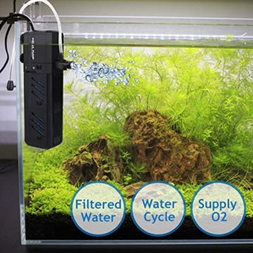 NO.17 Aquarium Internal Filter 8W, Einstellbarer Aquarium innenfilter mit 800L/H Wasserpumpe für 150-300L Aquarium - 5