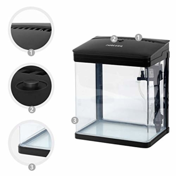 Nobleza - Nano-Fischtank-Aquarium mit LED-Leuchten & Filtersystem, tropischeAquarien, 7 Liter, Schwarz … - 5