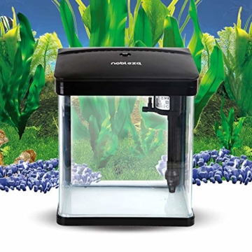 Nobleza - Nano-Fischtank-Aquarium mit LED-Leuchten & Filtersystem, tropischeAquarien, 7 Liter, Schwarz … - 7