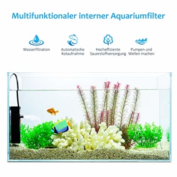 OMORC Aquarien Filter Multifunktionaler Aquarienfilter Aquarium Innenfilter mit 2 Filterschwämmen Austauschbar für 60L Aquarium & Schildkröte Tank -Einstellbarer Durchfluss & Leiser Betrieb - 2