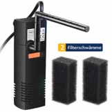 OMORC Aquarien Filter Multifunktionaler Aquarienfilter Aquarium Innenfilter mit 2 Filterschwämmen Austauschbar für 60L Aquarium & Schildkröte Tank -Einstellbarer Durchfluss & Leiser Betrieb - 1