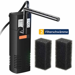 OMORC Aquarien Filter Multifunktionaler Aquarienfilter Aquarium Innenfilter mit 2 Filterschwämmen Austauschbar für 60L Aquarium & Schildkröte Tank -Einstellbarer Durchfluss & Leiser Betrieb - 1