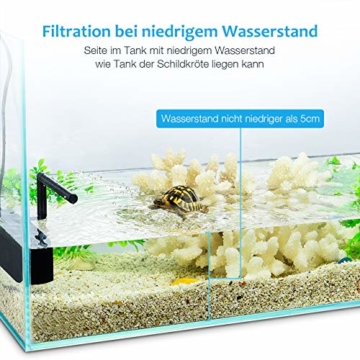 OMORC Aquarien Filter Multifunktionaler Aquarienfilter Aquarium Innenfilter mit 2 Filterschwämmen Austauschbar für 60L Aquarium & Schildkröte Tank -Einstellbarer Durchfluss & Leiser Betrieb - 6