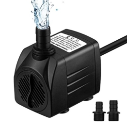 OMORC Aquariumpumpe 1500L/H, Teichpumpe Mini Wasserpumpe widersteht trockenes Brennen(48Std), kleine Tauchpumpe für Aquarium, Teich, Brunnen, Garten Keine Geräusch, Kabel 1,4m + 2 Düsen - 1