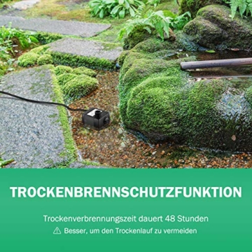 OMORC Aquariumpumpe, Teichpumpe Mini Wasserpumpe widersteht trockenes Brennen(48Std), kleine Tauchpumpe für Aquarium, Teich, Brunnen, Garten Keine Geräusch, Kabel 1,4m + 2 Düsen 300L/H - 4