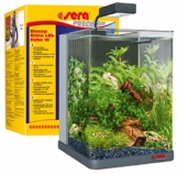 sera Biotop Nano LED Cube 16l ein Aquarium Komplettset - Plug & Play - aus gebogenem Glas mit LED Beleuchtung & großem 3-Kammer Innenfilter für Garnelen, Krebse und Kampffisch Maße (BxHxT) 22x30x25cm - 1