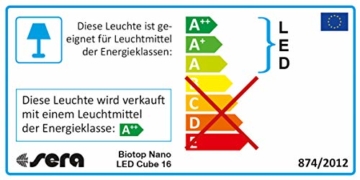 sera Biotop Nano LED Cube 16l ein Aquarium Komplettset - Plug & Play - aus gebogenem Glas mit LED Beleuchtung & großem 3-Kammer Innenfilter für Garnelen, Krebse und Kampffisch Maße (BxHxT) 22x30x25cm - 10