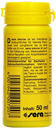 sera Micron ein Plankton bzw. Staubfutter oder Jungfischfutter & Niedere Tiere mit Präbiotika für verbesserte Futterverwertung, steigert das Wachstum und geringere Wasserbelastung & weniger Algen - 2