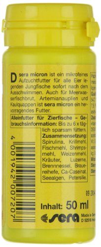 sera Micron ein Plankton bzw. Staubfutter oder Jungfischfutter & Niedere Tiere mit Präbiotika für verbesserte Futterverwertung, steigert das Wachstum und geringere Wasserbelastung & weniger Algen - 8
