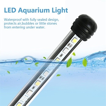 SolarNovo 18-112cm LED Aquarium-Licht Unterwasser BeleuchtungAufsatzleuchte Abdeckung Wasserdicht Lampe Stecker EU für Fisch Tank mit Fernbedienung RGB Farbwechsel (1.8 * 112cm, Weiß & Blau) - 2