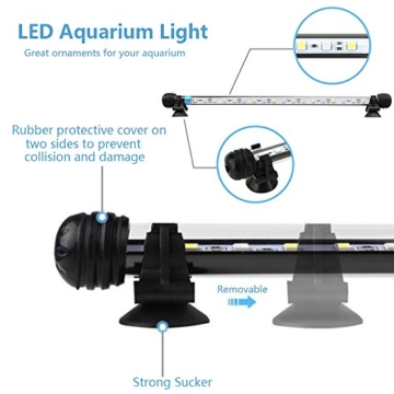 SolarNovo 18-112cm LED Aquarium-Licht Unterwasser BeleuchtungAufsatzleuchte Abdeckung Wasserdicht Lampe Stecker EU für Fisch Tank mit Fernbedienung RGB Farbwechsel (1.8 * 112cm, Weiß & Blau) - 3