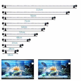 SolarNovo 18-112cm LED Aquarium-Licht Unterwasser BeleuchtungAufsatzleuchte Abdeckung Wasserdicht Lampe Stecker EU für Fisch Tank mit Fernbedienung RGB Farbwechsel (1.8 * 112cm, Weiß & Blau) - 1