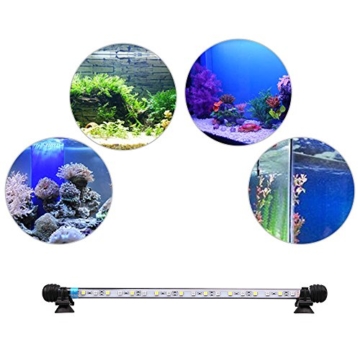 SolarNovo 18-112cm LED Aquarium-Licht Unterwasser BeleuchtungAufsatzleuchte Abdeckung Wasserdicht Lampe Stecker EU für Fisch Tank mit Fernbedienung RGB Farbwechsel (1.8 * 112cm, Weiß & Blau) - 4