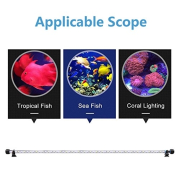 SolarNovo 18-112cm LED Aquarium-Licht Unterwasser BeleuchtungAufsatzleuchte Abdeckung Wasserdicht Lampe Stecker EU für Fisch Tank mit Fernbedienung RGB Farbwechsel (1.8 * 112cm, Weiß & Blau) - 6