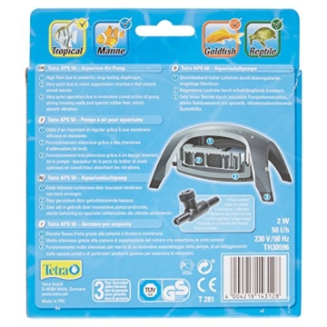 Tetra APS 50 Aquarienluftpumpe Luftpumpe Membranpumpe für Aquarien (sehr leise laufruhig leistungsstark, mit Lufthahn zur Kontrolle des Luftstroms) - 3