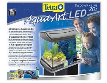 Tetra AquaArt Discovery Line LED Aquarium-Komplett-Set (inklusive LED-Beleuchtung, Tag- und Nachtlichtschaltung, Innenfilter und Aquarienpumpe, ideal für Garnelen) 20 Liter anthrazit - 3