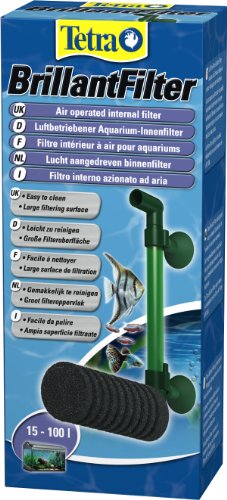 Tetra Brillant Filter, luftbetriebener Innenfilter für Aquarien mit Schaumstoffpatrone, für Aquarien von 15 bis 100 Liter, geeignet für Garnelen und Krebse - 1