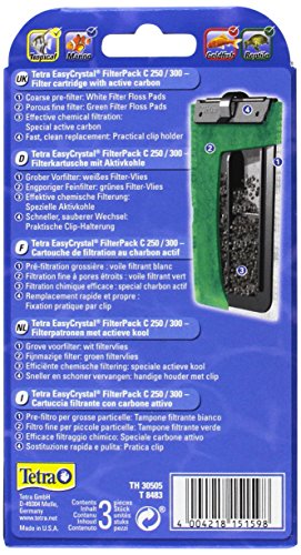 Tetra EasyCrystal Filter Pack C250/300 (Filtermaterial mit Aktiv-Kohle, Filterpads für EasyCrystal Innenfilter, geeignet für Aquarien von 30 Liter), 3 Stück - 2