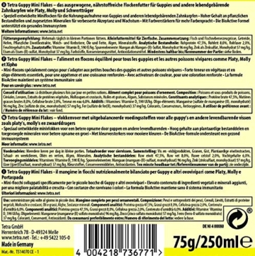 Tetra Guppy (Hauptfutter für Guppys und andere lebendgebärende Zahnkarpfen, Miniflocken mit Farberstärkern), 250 ml Dose - 2
