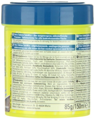 Tetra Tablets TabiMin Hauptfutter (Futtertabletten für am Boden gründelnde Zierfische, für alle bodenfressenden und scheuen Fische), 275 Tabletten Dose - 9