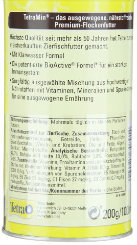 TetraMin (Hauptfutter für alle Zierfische in Flockenform, für ein langes und gesundes Fischleben und klares Wasser, plus Präbiotika für verbesserte Körperfunktionen und Futterverwertung), 1 Liter Dose - 8