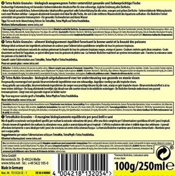 TetraRubin, Hauptfutter in Granulatform mit natürlichen Farbverstärkern für Zierfische, für intensive Farbenpracht, 250 ml Dose - 2